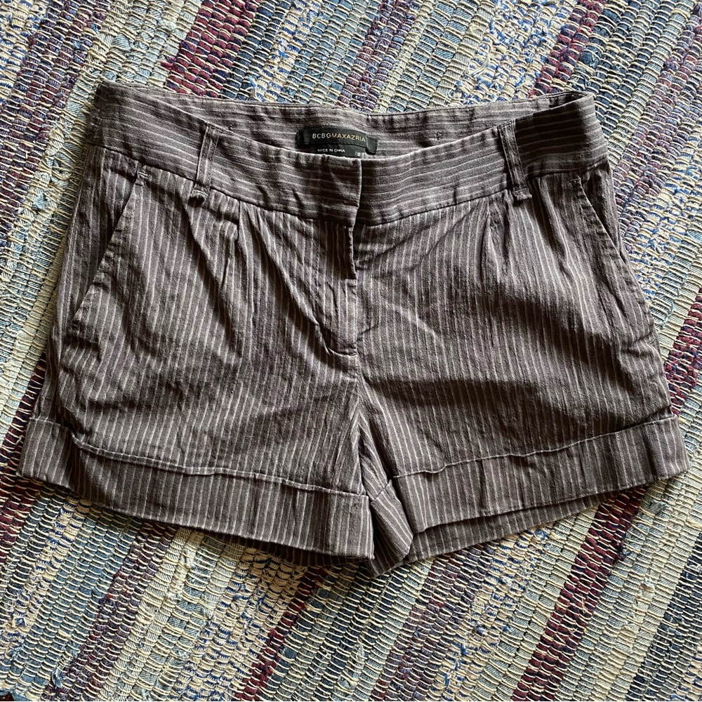 BCBGMaxAzria Smokey grey pinstripe linen mix shorts